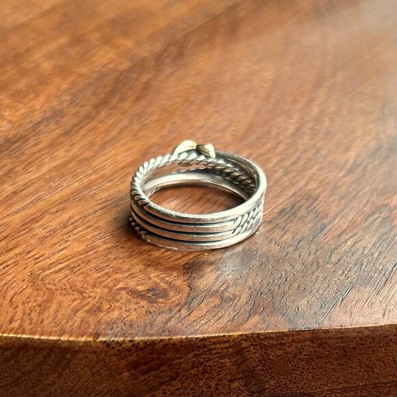 DAVID YURMAN Crossover Ring 925 Sterling Silver 18K Yellow Gold Size 8 - Picture 6 of 6